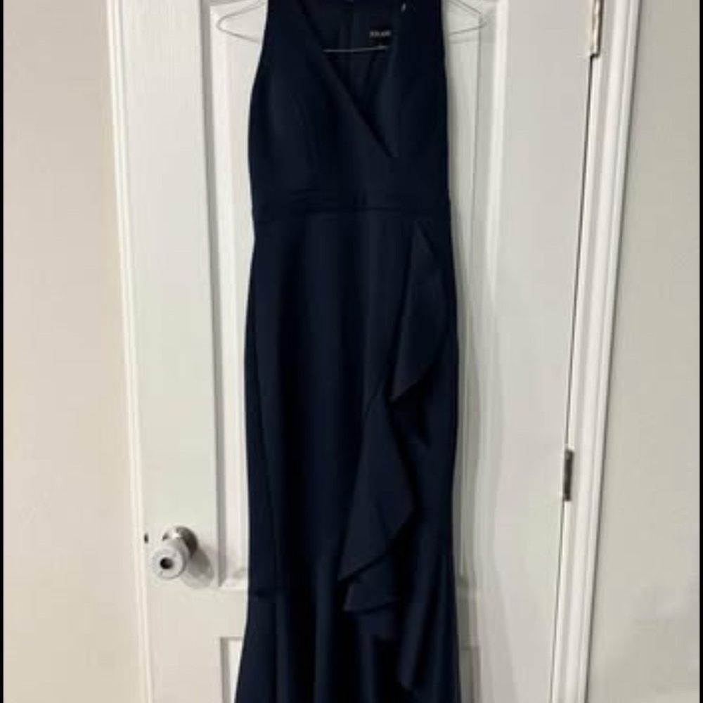 Xscape Asymmetrical Navy Dress